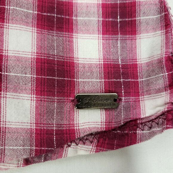S.Oliver Women Top Size 34 Eur XS Long Sleeve Shirt Button Down Plaid Pink - Picture 8 of 9